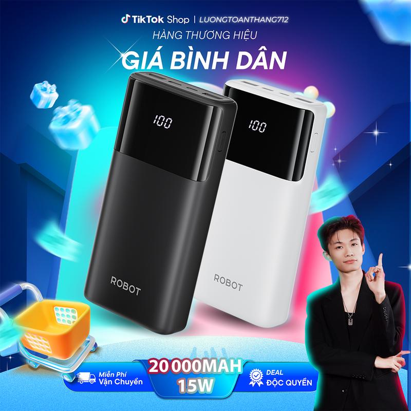   Deal Độc Quyền x LTT  Pin Sạc Dự Phòng ROBOT RT22S LED 2 Cổng Sạc Vào Micro Type C & 3 Cổng Sạc Ra USB Type C - Pin Dự Phòng Sạc Nhanh 