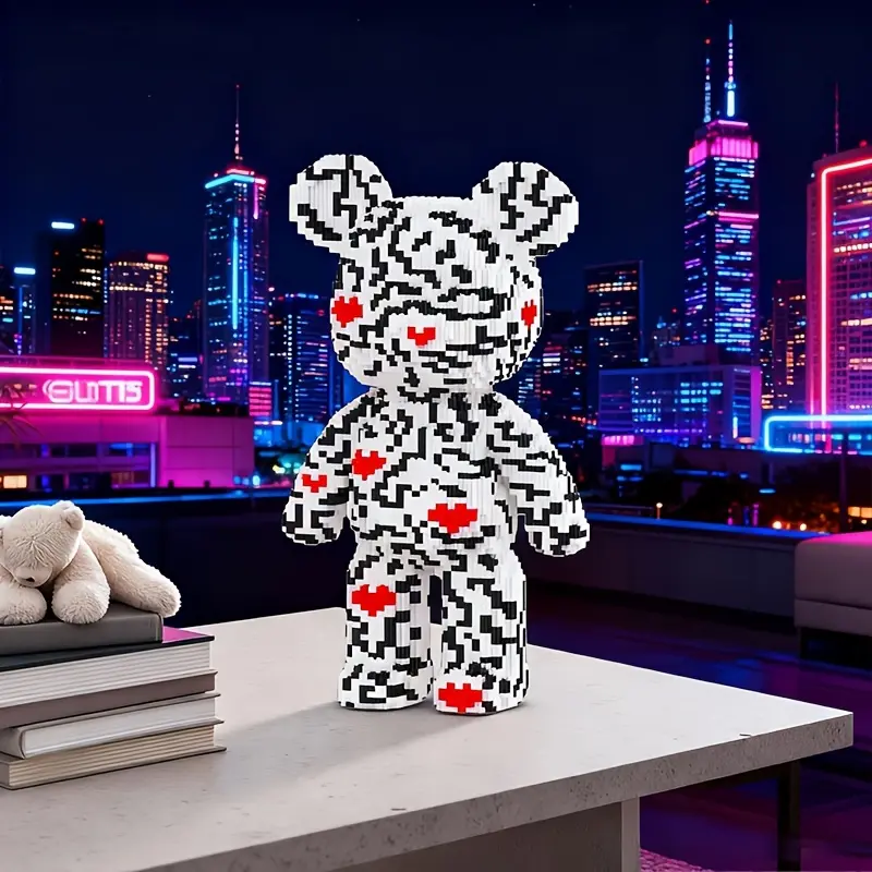 ハート柄 ラッキーベア 3Dパズル ブロックキット デコレーション、家庭