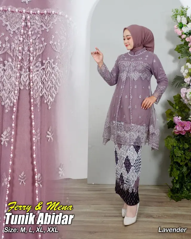 SET KEBAYA MODERN TUNIK ABIDAR PAYET BAJU SERAGAM PESTA ELEGAN KEBAYA KONDANGAN MEWAH KEKINIAN 6