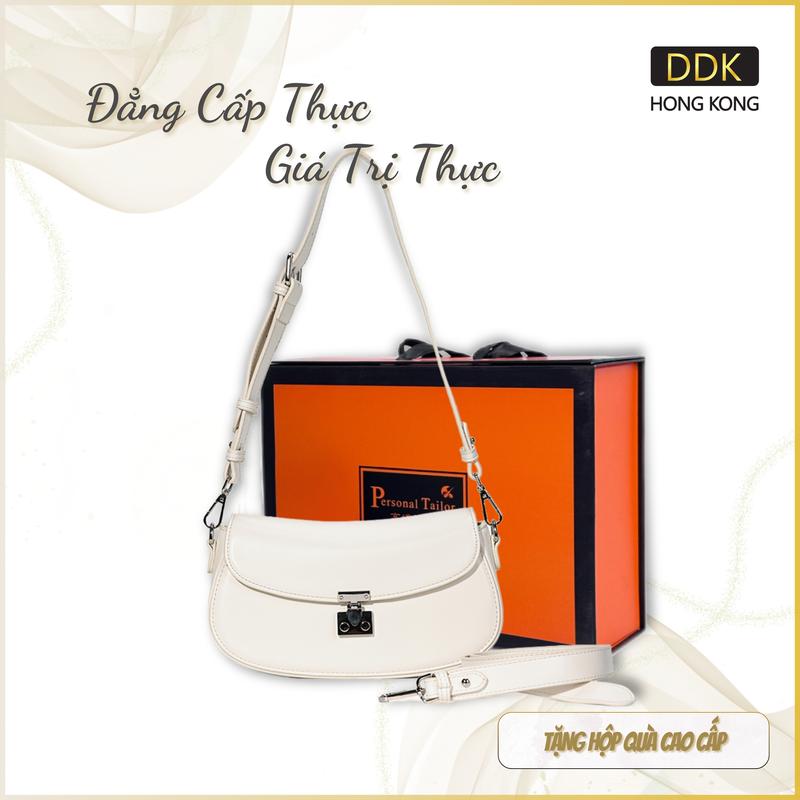 DDK D411007 Túi Xách Nữ Da Cao Cấp Phong Cách Hiện Đại Sang Trọng Đeo Chéo Đeo Vai Màu Đen Và Trắng Fullbox đi tiệc đi làm công sở đơn giản hàng hiệu chính hãng sang chảnh xịn có hộp quà tặng