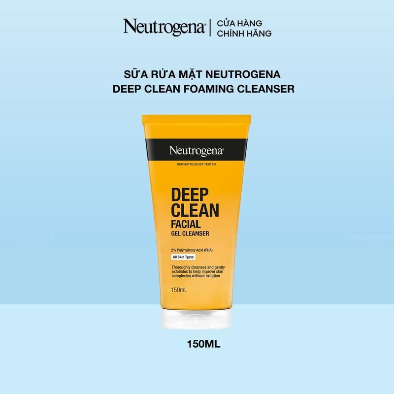 Sữa rửa mặt làm sạch sâu cho DA DẦU NHẠY CẢM Neutrogena Deep Clean Facial Gel 150ml - Cho mọi loại da | Skincare Nữ | Chăm sóc da Dưỡng Ẩm Da