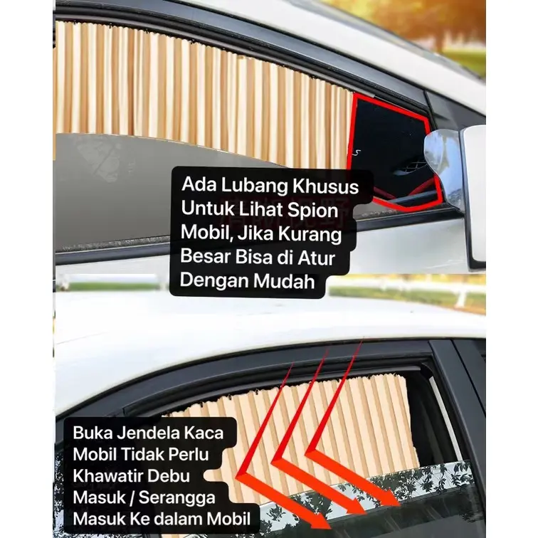 Tirai Jendela Mobil 4set (DEPAN DAN TENGAH) Gorden Mobil/tirai mobil Car 4