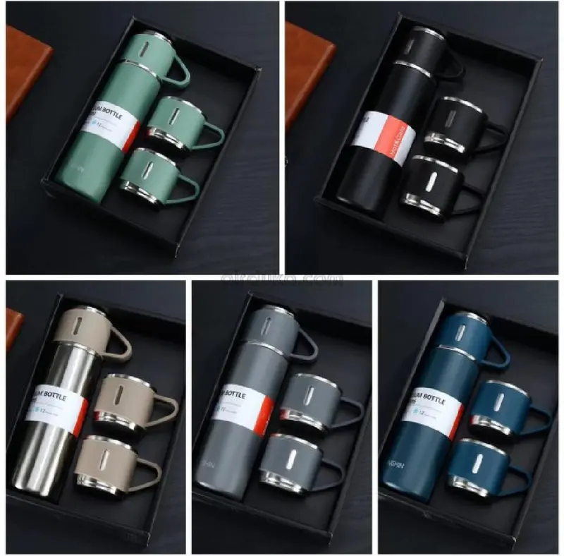 AS 3 in 1 Vacuum Insulated Thermo / Termos Vacum Flasks 500ml with 3 cups Gift Set (in Gift Box) Terlaris termos 2