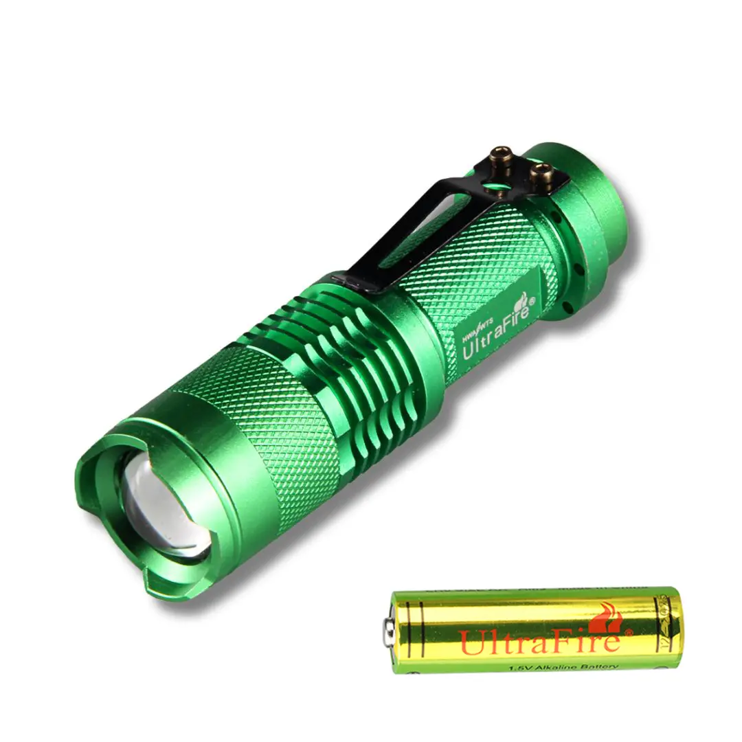 UltraFire SK68 Tactical Mini Flashlight, 300 Lumens, 7W Adjustable Focus, Single Mode, Waterproof & Shockproof, Includes AA Battery