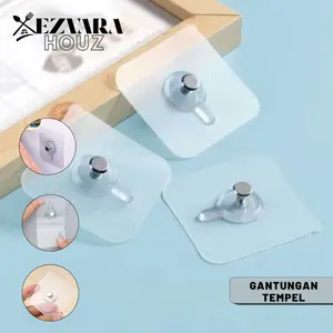EH - Kait Tempel Transparan Paku Stainless Hook Gantungan Dinding Kuat Tanpa Bor