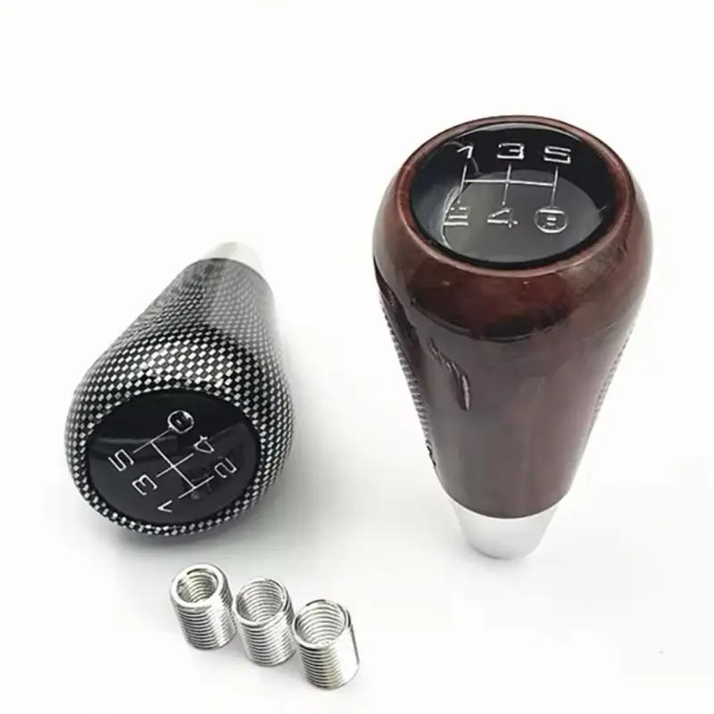 Gear Shift / Knob Persneling Momo Motif Kayu dan Karbon Mobil Manual Universal Car Kendaraan 4