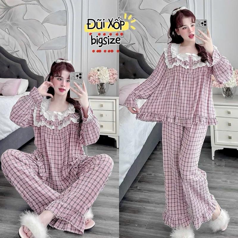 Đồ bộ Đũi Xốp Nhung baby doll 50-100kg form áo xòe mịn rũ baby1