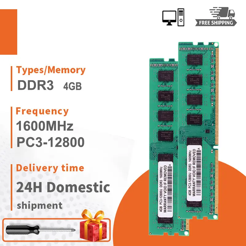 [Ready Stock]1PCS AMD 4GB PC3-12800 DDR3 RAM 1600MHz DIMM Desktop Memory Low Density