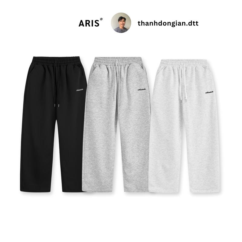   Aris x Thành Đơn Giản3  Quần nỉ ống đứng ARIS.STU Quần nỉ thêu logo cạp chun nam nữ unisex local brand QD04 