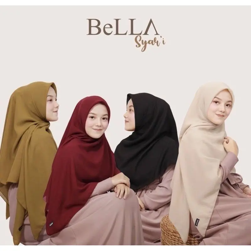 Kerudung Bella Square Jumbo Syar'i 150x150cm Polycotton Premium/Kirei Hijab - Muslim