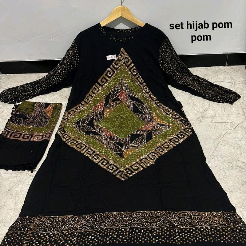 gamis set hijab sogan pom pom terbaru terbestseller 6