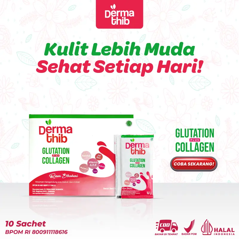 Dermathib - Glutation Plus Collagen Drink Whitening Booster Minuman Serbuk Pemutih Badan isi 10 sachet 0