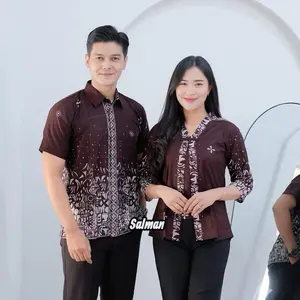 Batik Couple Pasangan Blouse Batik Wanita Modern Kemeja Batik Pria Seragam Batik Katun Baju Kerja Kantor Kekinian