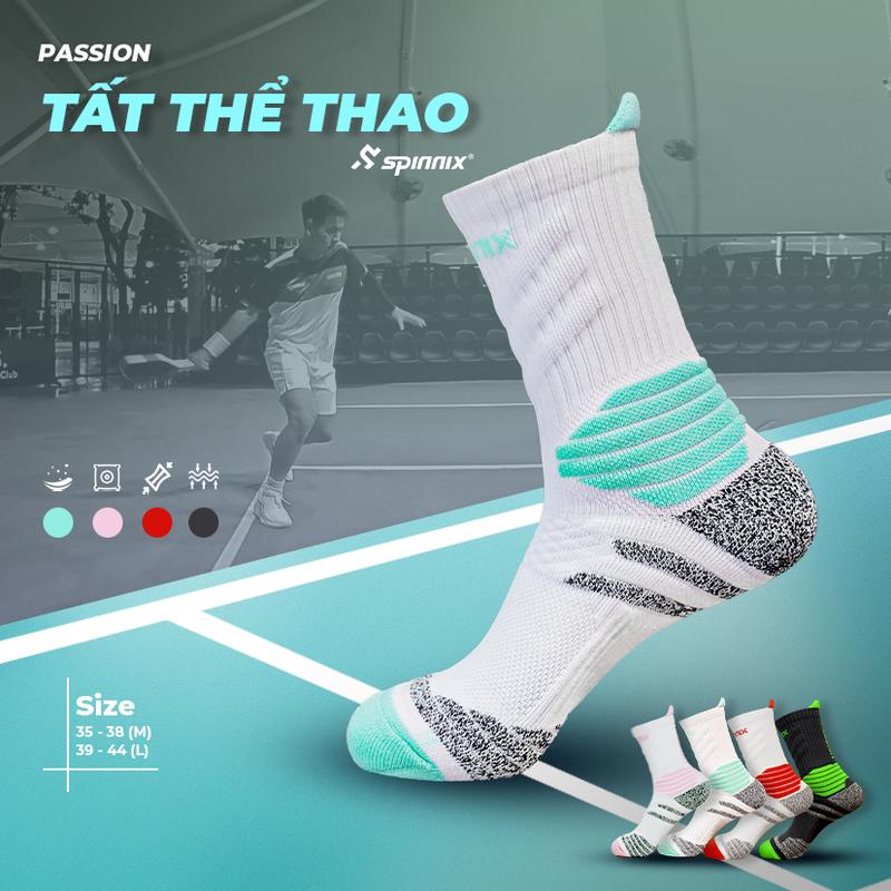 Tất thể thao Spinnix Passion chống trượt N-slip đệm dày pulltab dễ mang ôm chân thoáng khí