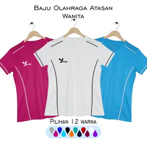Baju Olahraga Wanita Jersey Kaos Running Senam Fitness Aerobik Lengan Pendek Polos - Sport