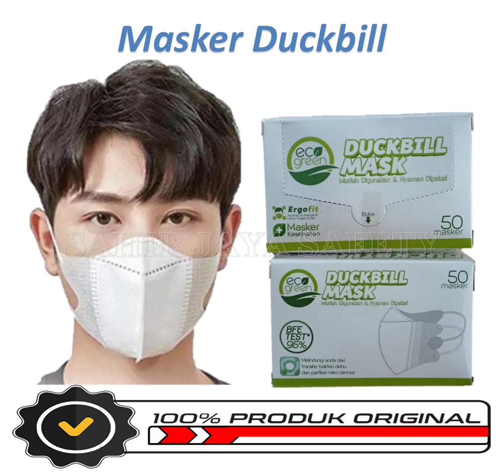 Masker Duckbill Medis Dewasa Ecogreen Warna Putih Ijin Kemenkes RI AKD Harga 1 Box isi 50