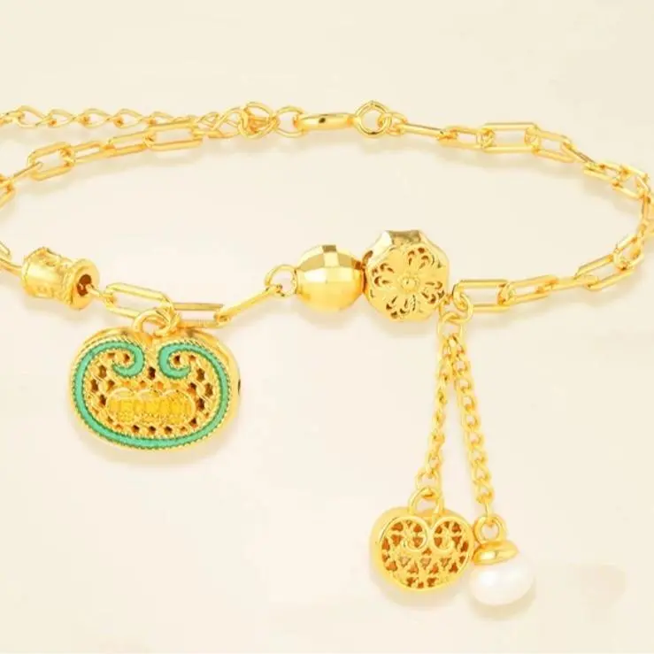Money & Enamel Fortune Lock Bracelet