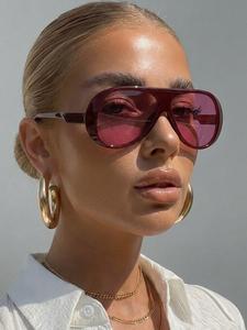 Gafas de sol aviador de una pieza con montura grande, accesorio de moda para el uso diario, estilo urbano y festivales de música, estilo influencer.