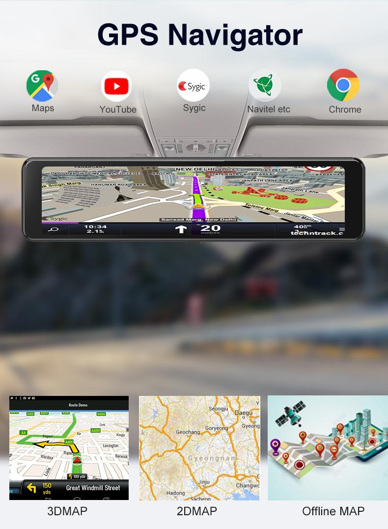 Product Introduction of V8 4+64G Wireless Carplay & Android Auto 12"  Rearview Mirror ADAS Support North American 4G Car Black Box DVR Dashcam 21