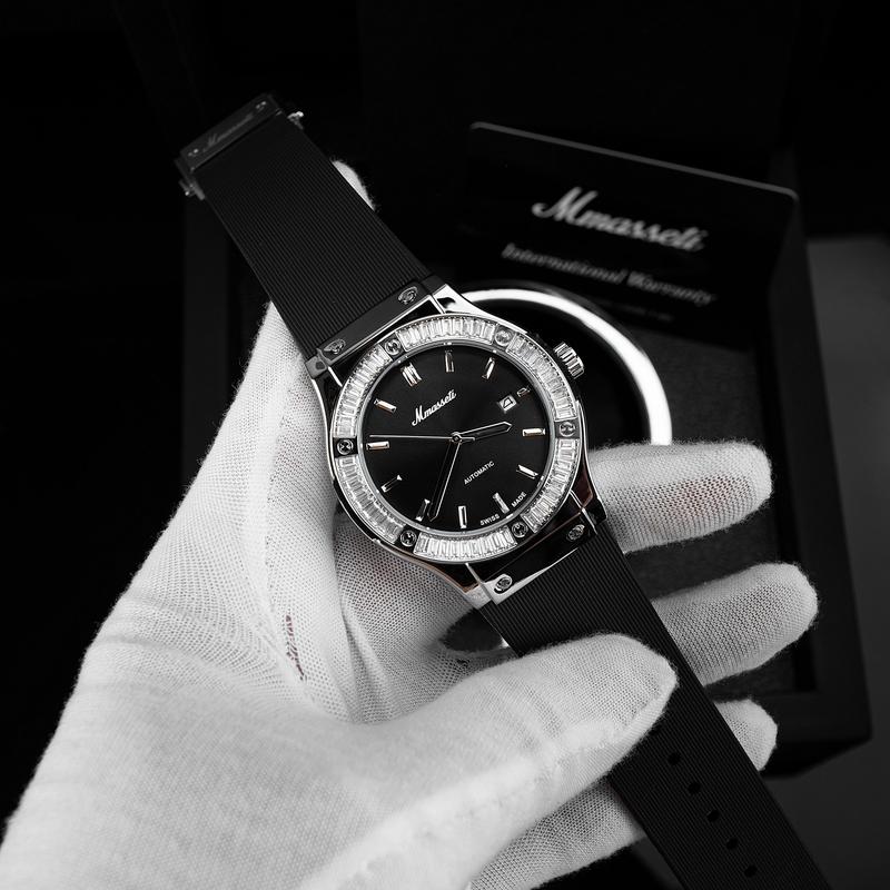 N262 [ Mmasseti X Đình Trưởng ] - Đồng hồ nam automatic Mmasseti chính hãng , dây silicon khóa bấm thông minh , chống nước tốt