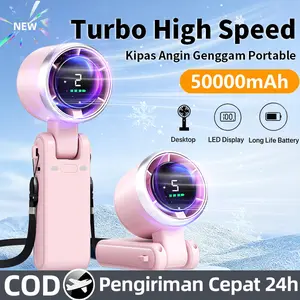 60000Mah 2026 Kipas High-speed  turbo Digital Display Adjustable Led  Kipas Angin Portable  Mini  Kipas Kecepatan dilipat  20000RPM Strong 120H Kipas Turbo Angin  USB kipas tangan TYPE C