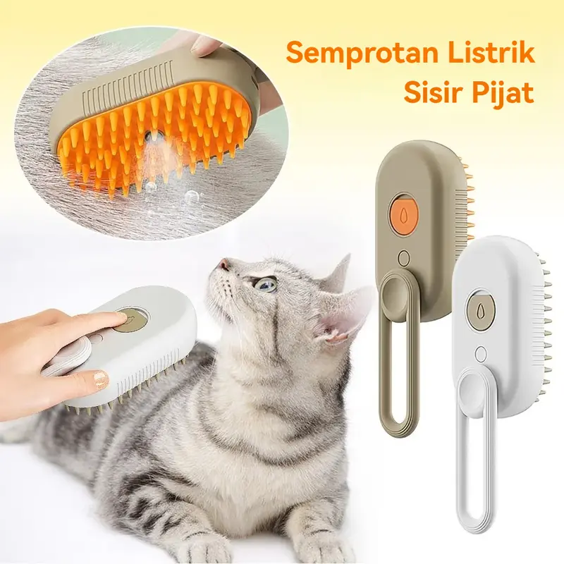 Pet Sisir Uap 3 In 1 Sisir Uap  Pet Grooming Brush Spray  Silikon Anjing Sisir Mandi Pijat Hewan 0