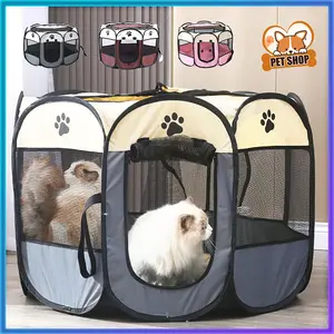 Pagar Tenda Lipat Portabel Tenda Kucing Tempat Kucing kandang Kucing Dengan 8 Panel Untuk Kucing Anjing Lipat Hewan Bahan Kain Ruang Bersalin Hewan