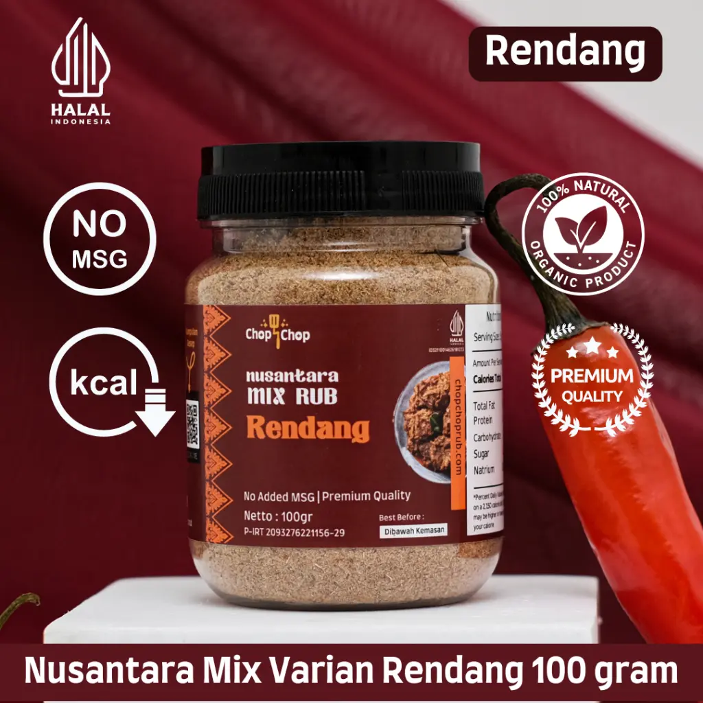 Chopchop Nusantara Mix Rub Rendang Bumbu Marinasi Rendah Kalori 100gr