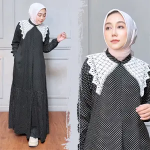 MOZHA SHAFURA.Cloth- KATTY DRESS Bahan Katun Viscose Halus Lembut Nyaman Gamis Branded Basic Kancing Busui Wudhu Friendly Casual Elegant Formal 2025