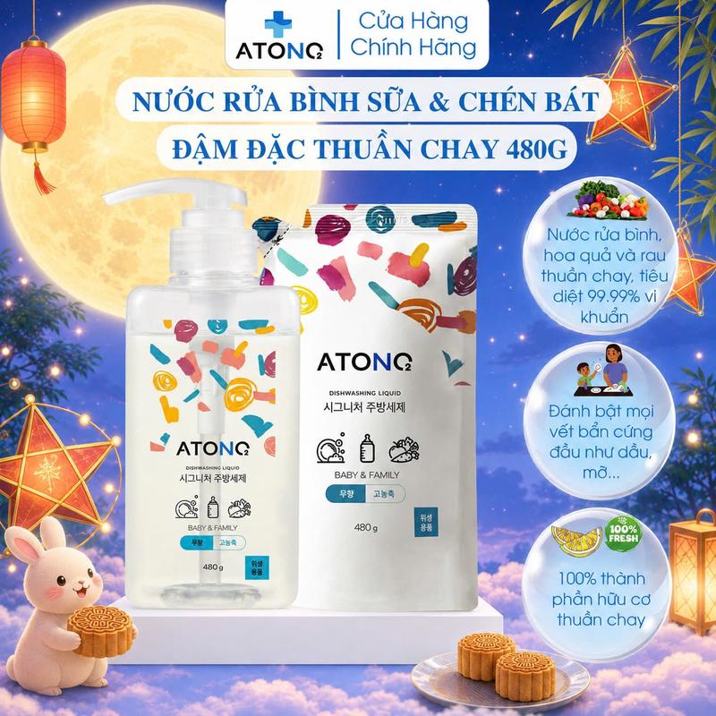 Nước rửa bình sữa & chén bát, rau củ đậm đặc thuần chay Atono2 Hàn Quốc