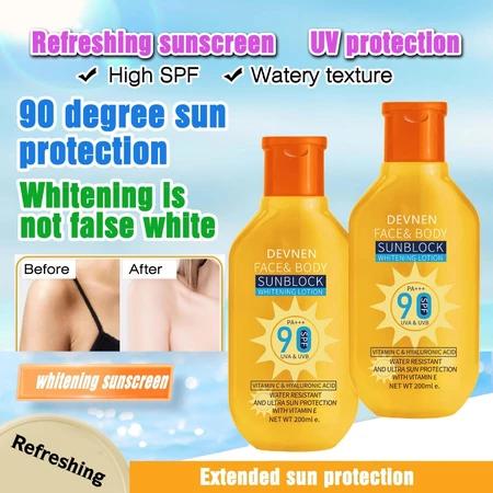 Glowing Up Sunscreen Lotion 200ML Whitening Sunblock Cream SPF90 PA +++ Wajah Dan Badan Sunscreen Sun Protect & Moisture Lotion UV Protection Tahan Air Double Whitening Sun Block SPF 90 Sun Screen Wajah Sunblock Tahan 12 Jam PA+++