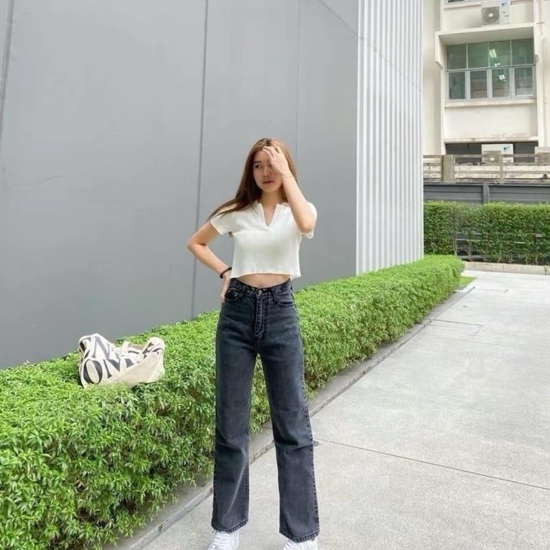 Highwaist Kulot Loose Jeans Wanita Panjang Polos-Size 27-42 muat sampai BB 100 Kg Celana Cewek Cutbray 6