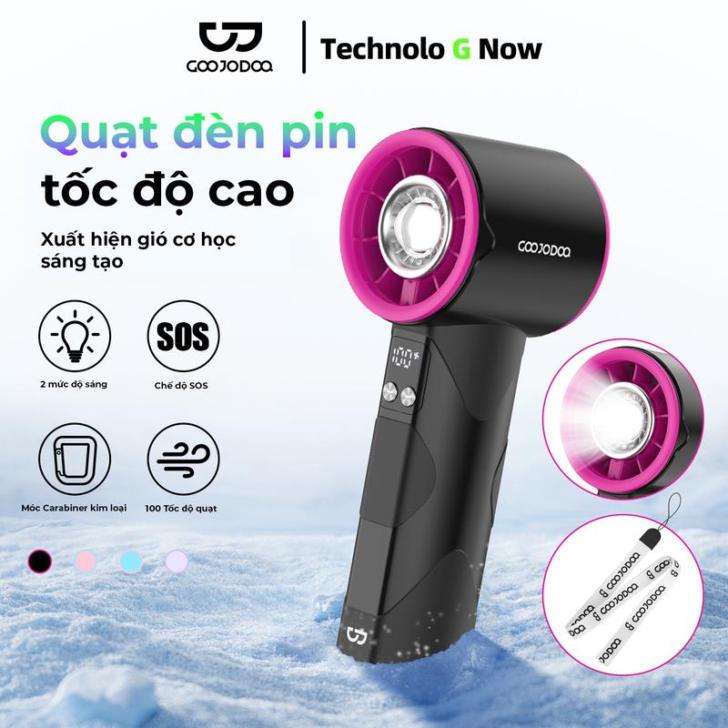  Quạt cầm tay với đèn pin  GOOJODOQ  4000mAh Làm mát Turbo 10800RPM Chế độ SOS Móc móc khóa kim loại 