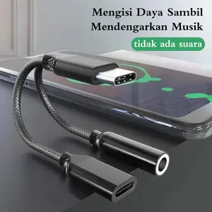 Adaptor Headphone Tipe-C ke 3,5 mm, Model Kabel Adaptor, Aluminium Berkualitas Tinggi, Panjang 132mm