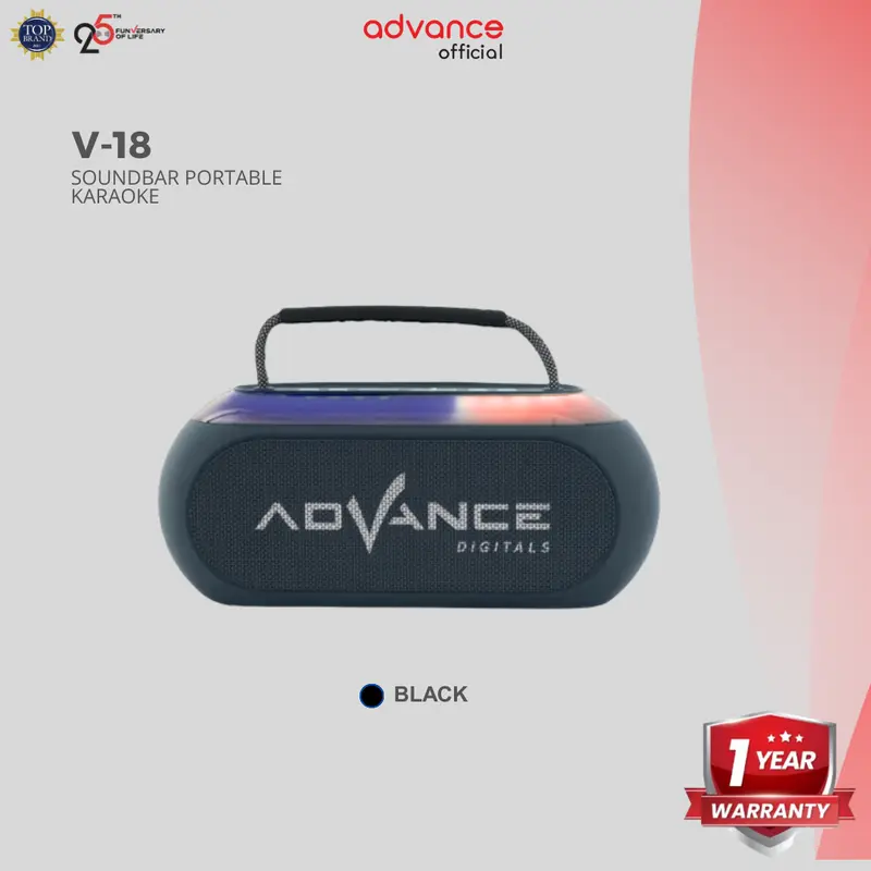 【COD】Advance V-18 Speaker Lampu RGB Karaoke Bass Plus 2 Mic Wireless Bluetooth Speaker USB Speaker Komputer Speaker Aestetik Garansi 1 Tahun Speaker Hi-fi Sound Speaker Murah 2