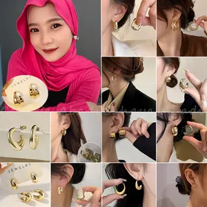Hot Alloy anting hijab earrings/anting unik dan lucu 925 korea style anting Wanita Aksesoris giwang