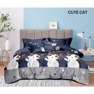 [COD] Sprei Set Terbaru 180x200 160x200 120x200 Tinggi 20 cm Free Sarung Bantal & Guling / Seprei Karakter Homemade Motif Cute Cat Anak Anak Kain Katun Premium Sudut Karet / Seprai Murah Bukan Bonita Bahan Adem Halus Anti Luntur Size King Queen Single