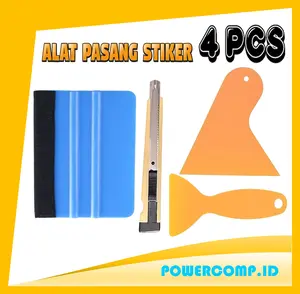 Alat Pasang Stiker 4 PCS Lengkap - Cutter + Kape + Scraper | Alat Wrapping Vinyl Mobil Motor Kaca Film Decal | Peralatan Pasang Stiker Praktis & Terlaris