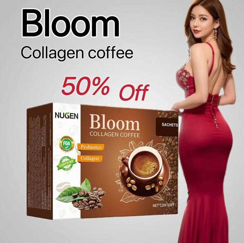 26-2【COD】(Beli 1 Gratis 1)(Peningkatan produk baru generasi ketiga) Bloom collagen coffee,BLOOM Kopi Kolagen Mekar, Minuman Padat, Kopi Instan, Kopi Hitam 0