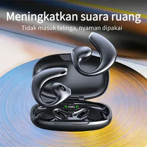 Stereo surround suara nirkabel headphone Bluetooth OWS wireless olahraga earphone terbuka earring headset tahan lama kenyamanan memakai Earbuds dengan LED digital JR02