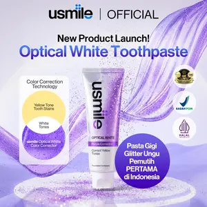 [New Launch] usmile Pasta Gigi Optical White 100gr | Purple Whitening Tooth Paste | Menetralisir Noda Kuning Pada Gigi | Memutihkan & Mencerahkan | Triple Enzyme Whitening | Sensasi Dingin Segar Fresh Lebih Lama