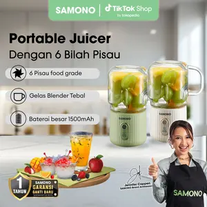 [LIVE] Samono Portable Juicer SW-Y5 Plus Blender Mini Nirkabel 6 Pisau Stainless Steel, Motor 40W, Gelas Kaca 350ml