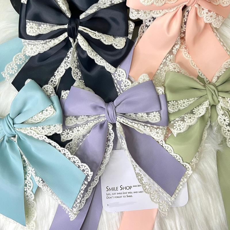 Handmade Big Ribbon Lace Hair Clip Pin Colourful Cotton Clip - TikTok ...
