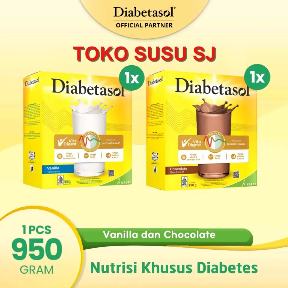 DIABETASOL VANILA COKLAT 1 KG 1000 GRAM/1KG/1000GR/VANILLA Bebas gula Bebas gula