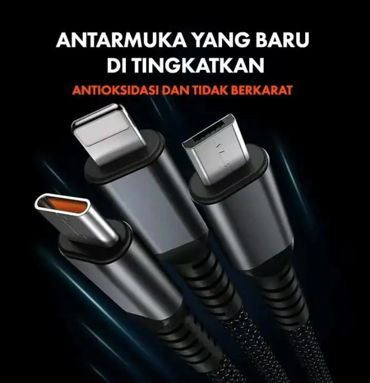 Kabel Data  Charging 4 IN 1 USB Type A, Type C, IOS Multiple Charging 27W + 67W Metal Data Cable 2