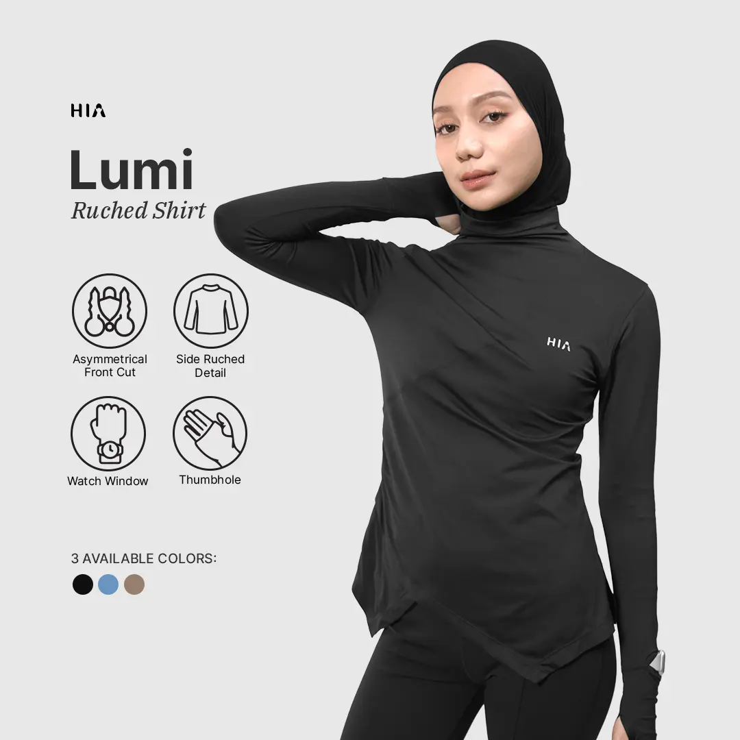 HIA Everywear Lumi Slim Fit Ruched Sport Shirt Gym Yoga Pilates Keren Elegan Keren Elegan
