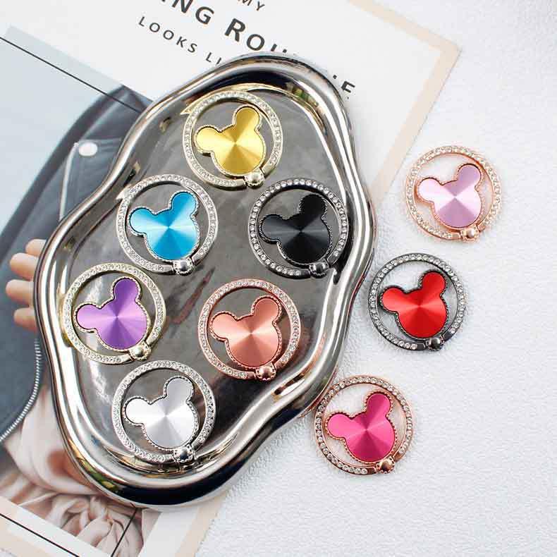 Product Introduction of 1pc Cute Mouse Diamond Cell Phone Ring Holder, Metal Kickstand Grip, Rotation Finger Grip For Phones, Phone Ring Holder Phone Stand Accessories Alloy Smartphone Mobile Portable Mount 23