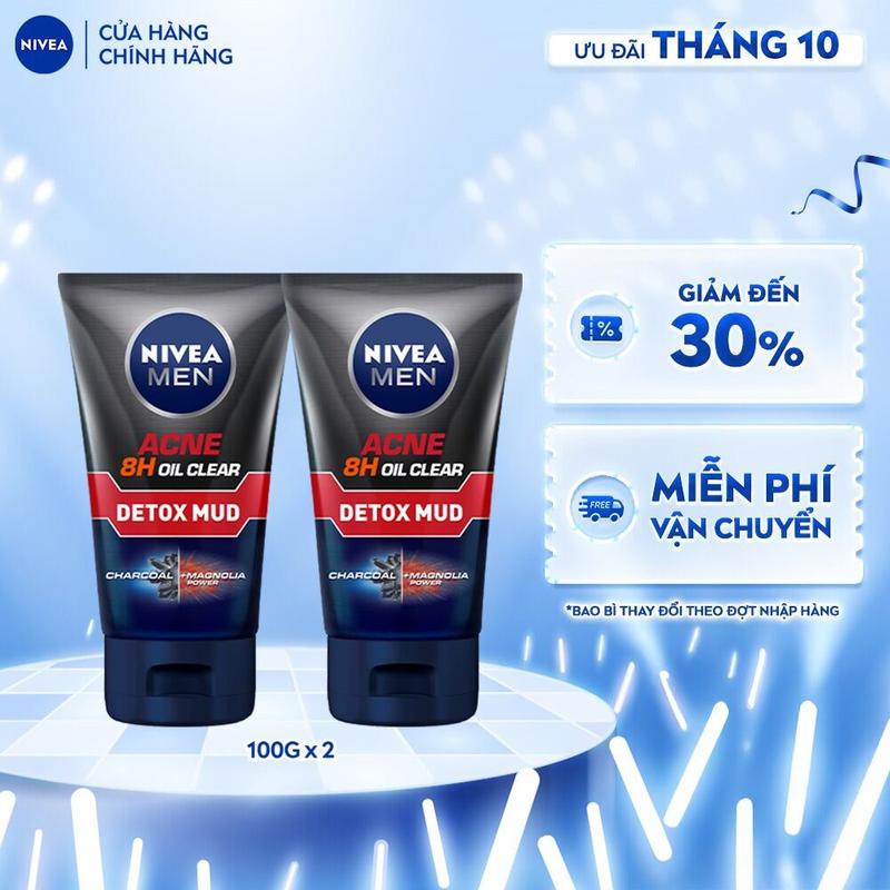 Bộ 2 Sữa Rửa Mặt NIVEA MEN Acne Oil Clear Bùn Khoáng Sạch Sâu (100 g) - 83940