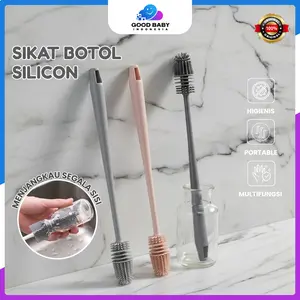 Sikat Botol Silicone Panjang Anti Gores Pembersih Botol Minum Gelas Bahan Lentur Food Grade Gagang 32 5 Cm Kepala 360 Maksimal