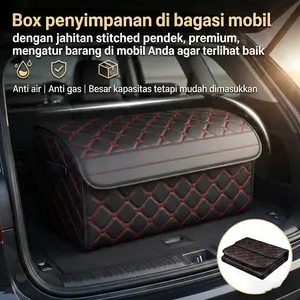AutoGlide Bagasi Lipat Berbahan Kulit Untuk Mobil Box Penyimpanan Bagasi Box Penyimpanan Mobil Box Penyimpanan Multifungsi Lipat Box Penyimpanan Bagasi Belakang Aksesori Mobil